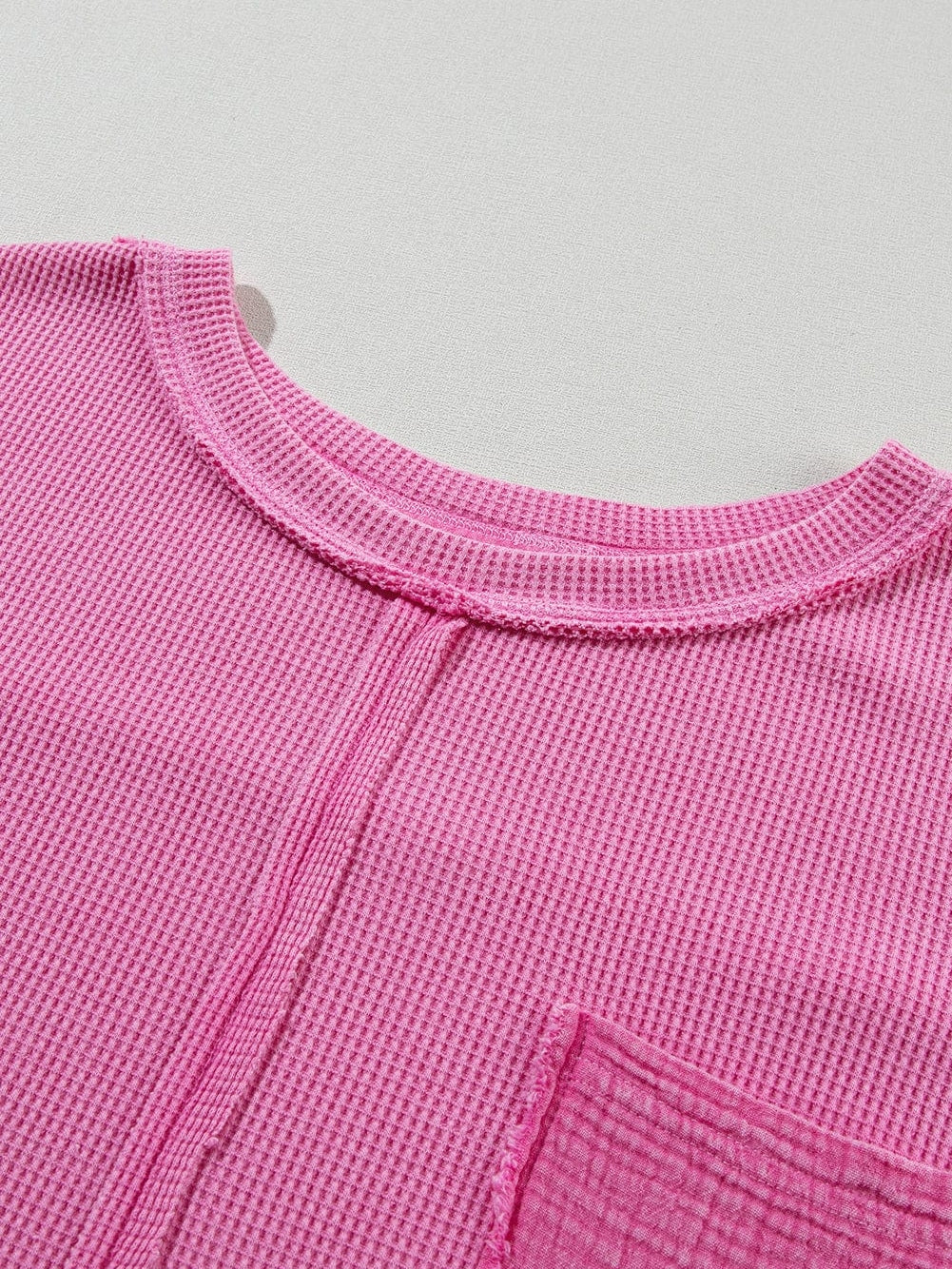 Bright Pink Oversized Mineral Wash Textured Bracelet Sleeve Top