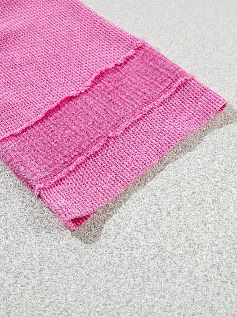 Bright Pink Oversized Mineral Wash Textured Bracelet Sleeve Top