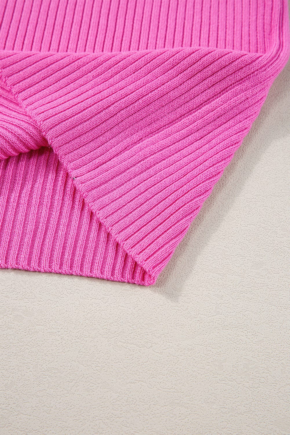 Bright Pink Ribbed Knit U Neck Tank Top with Colorblock Detail