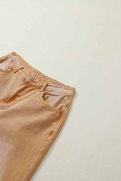 Brown Distressed Hollow-out Flared High Waist Denim Jeans