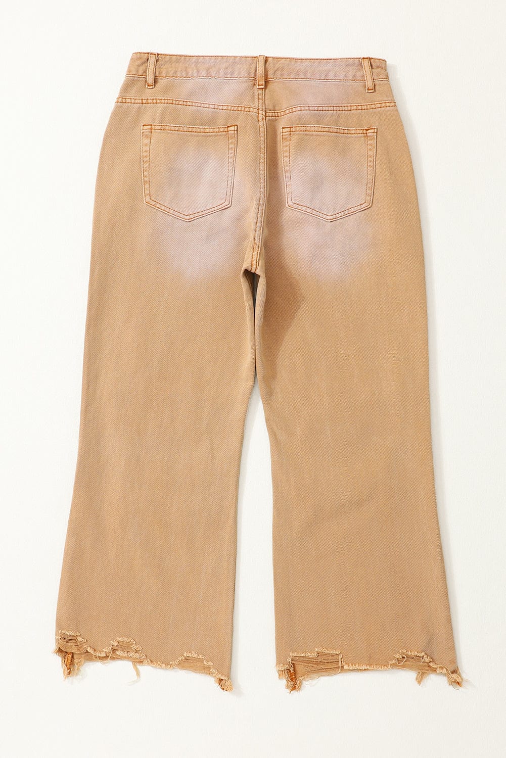 Brown Distressed Hollow-out Flared High Waist Denim Jeans
