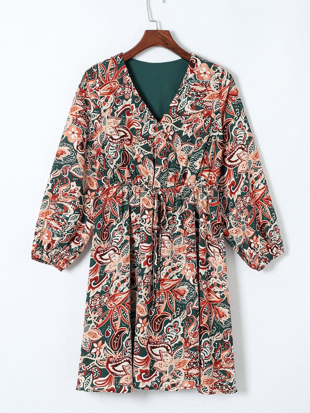 Brown Paisley Print Flowy Bohemian Mini Dress