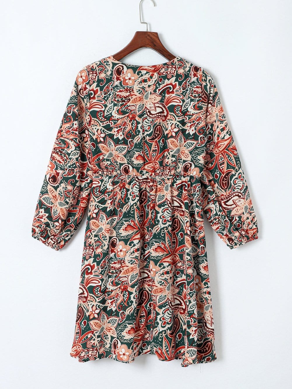 Brown Paisley Print Flowy Bohemian Mini Dress