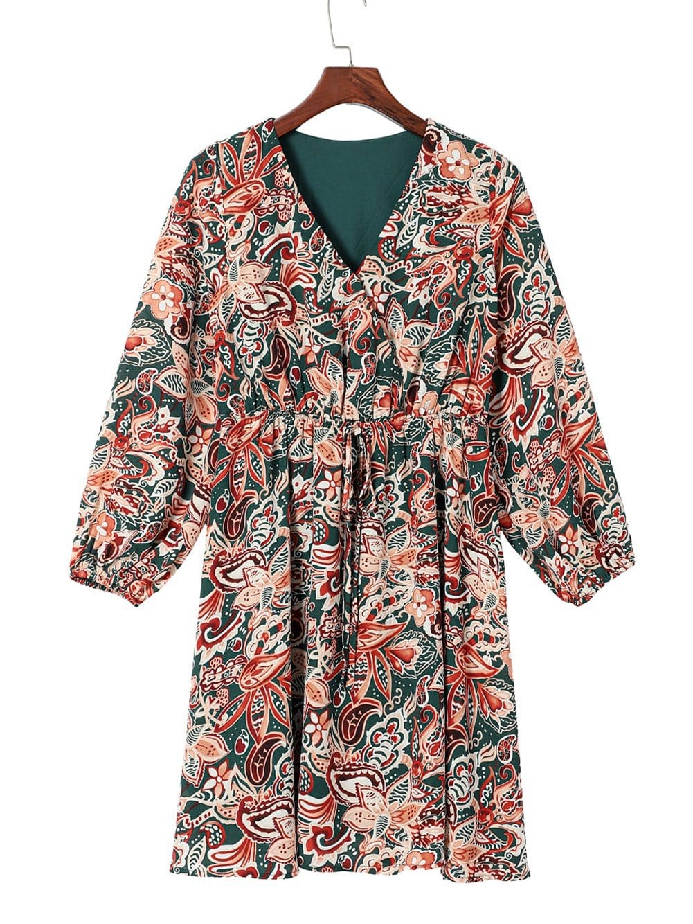 Brown Paisley Print Flowy Bohemian Mini Dress