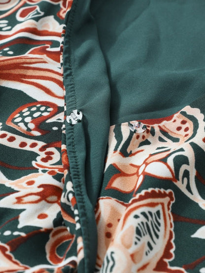 Brown Paisley Print Flowy Bohemian Mini Dress