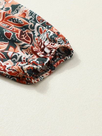 Brown Paisley Print Flowy Bohemian Mini Dress