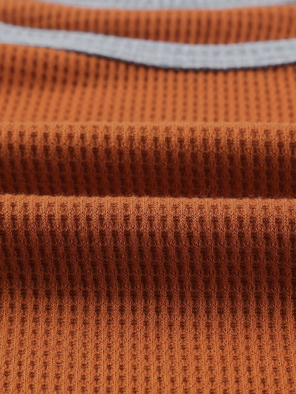 Brown Waffle Knit Leopard Patchwork Mini Dress with Ruffle Details