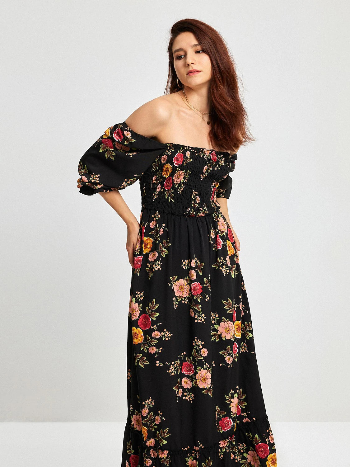 Floral Pattern Spring Vacation Dress, Wedding Guest Dresses