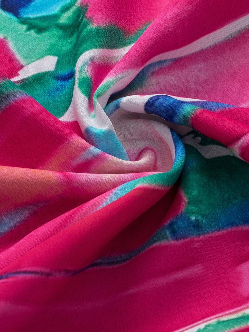 Brushed Rose V Neck Blouse with Abstract Print and Button Detail