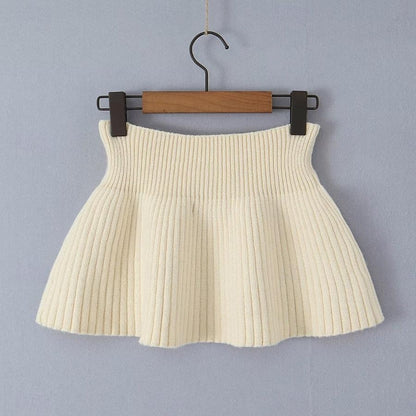 Set with Cropped Turtleneck Sweater Knitted Mini Skirt 2 PCS Sexy Cute Y2K Casual Daily Outfits