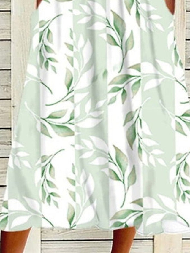 Women's Dress - Casual Dress Shift Dress Tank Dress Floral Ruched Button Square Neck Midi Dress Fashion Streetwear Outdoor Daily Sleeveless Regular Fit Blue Green Summer Spring S M L XL XXL