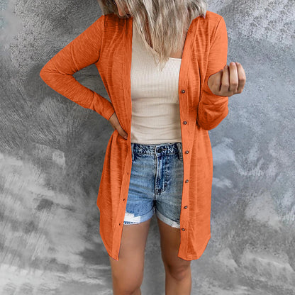 Women's Cardigan Sweater Cowl Ribbed Knit Polyester Button Summer Spring Outdoor Home Halloween Casual Soft Long Sleeve Solid Color Black White Light Green S M L