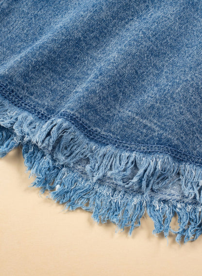 Button Short Sleeve Denim Shirt Dress