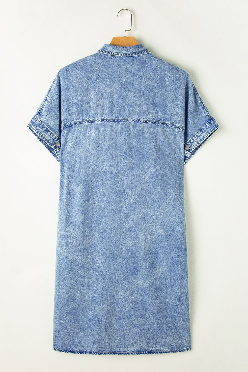 Button Short Sleeve Denim Shirt Dress