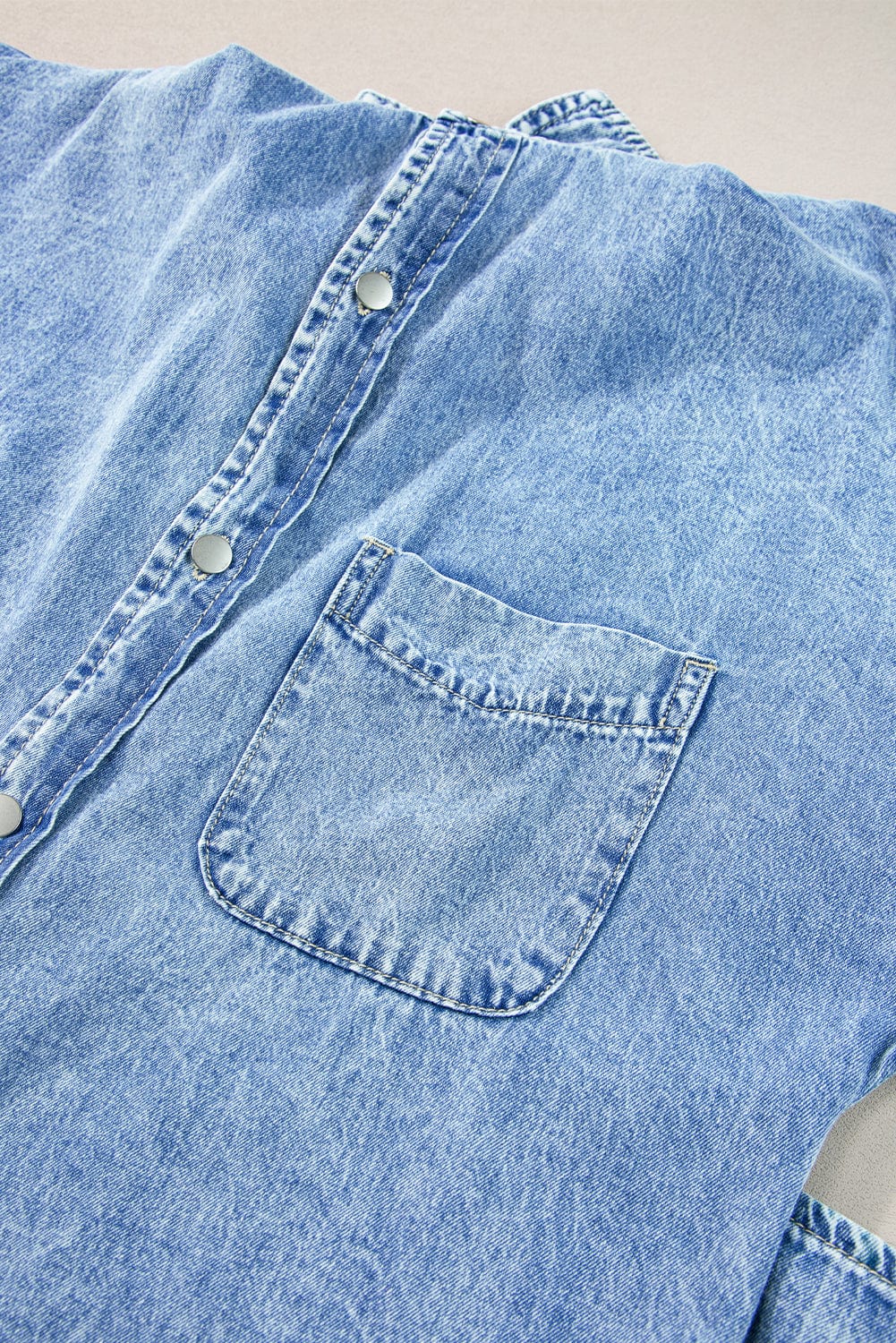 Button Short Sleeve Denim Shirt Dress