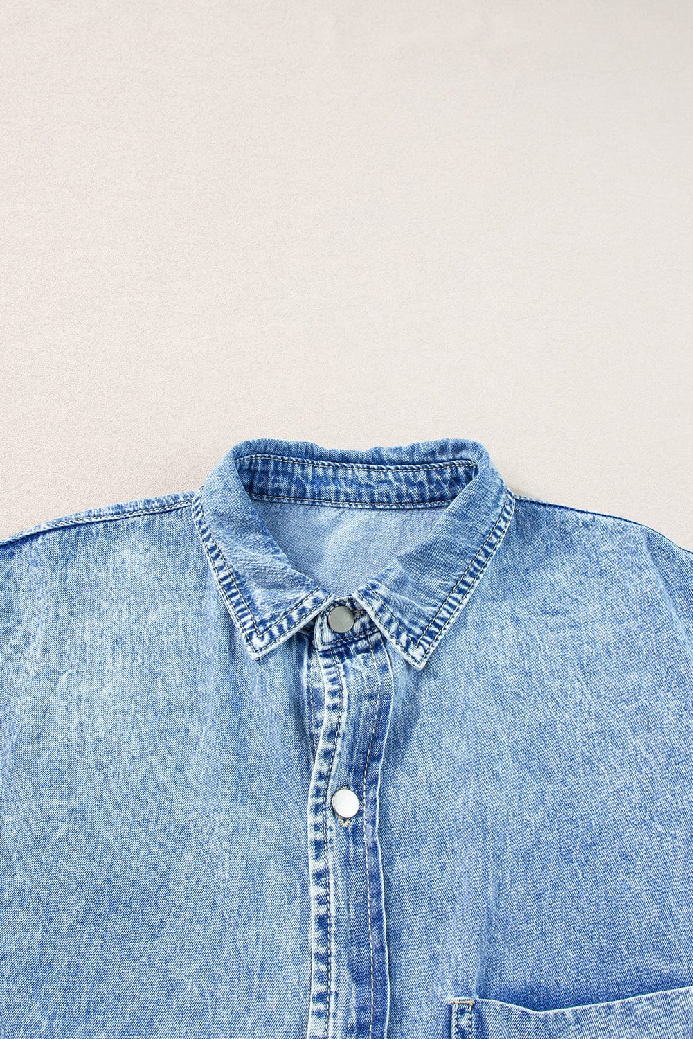 Button Short Sleeve Denim Shirt Dress