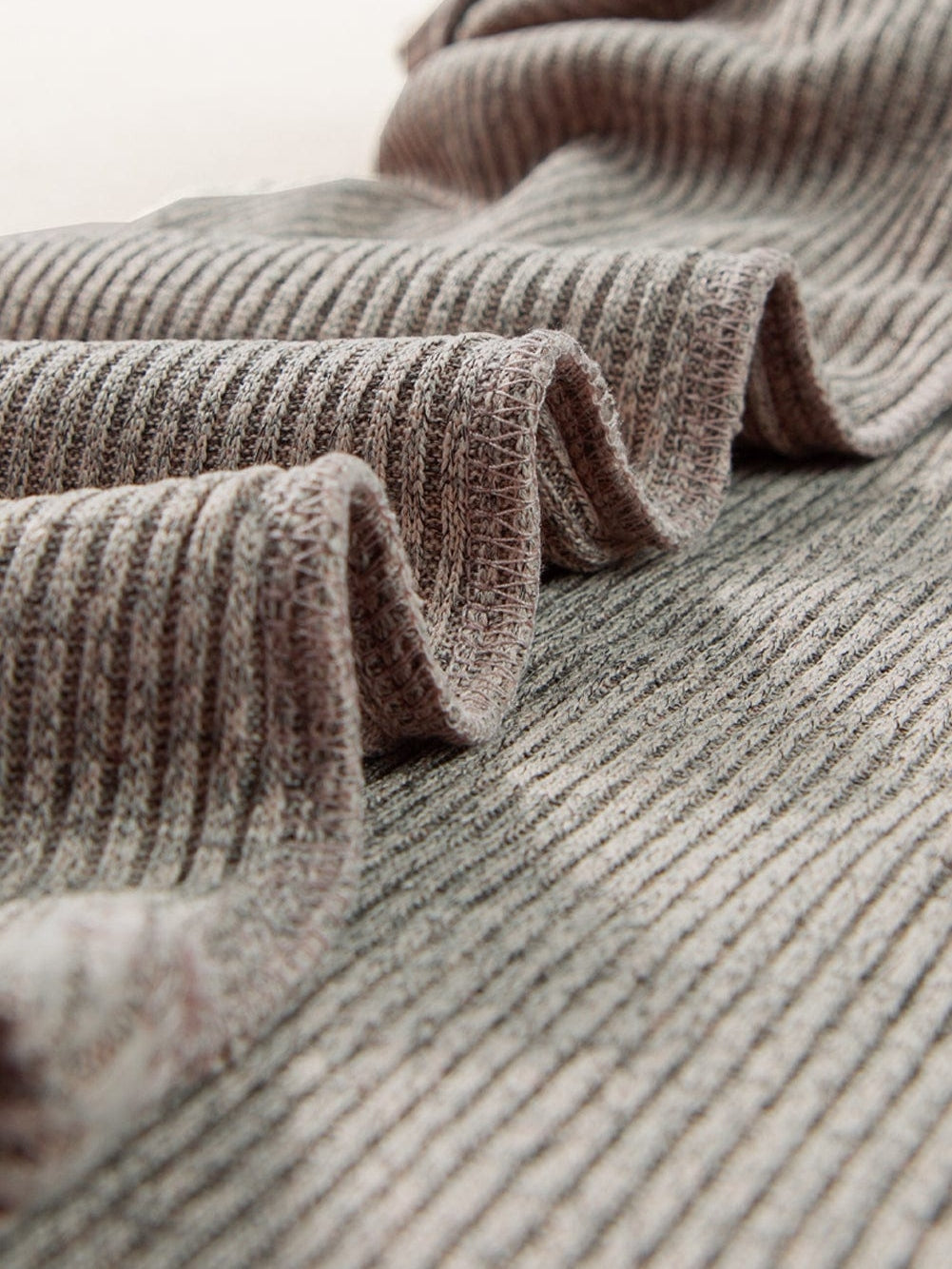 Buttoned V Neck Pale Khaki Ribbed Tee with Straps