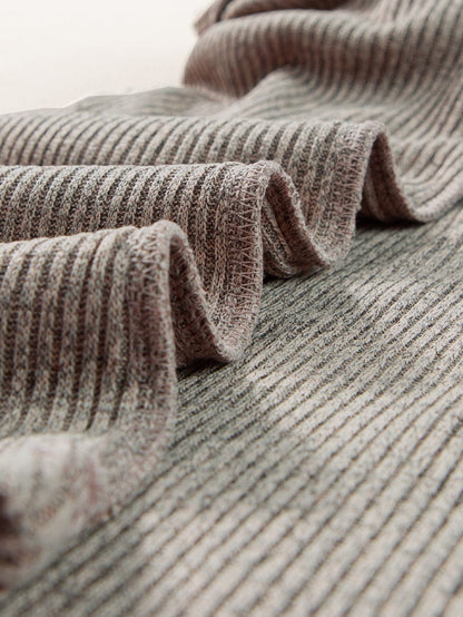 Buttoned V Neck Pale Khaki Ribbed Tee with Straps