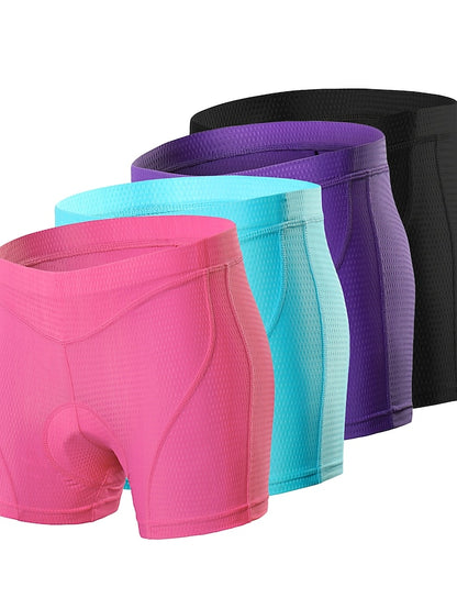 Arsuxeo Women's Cycling Under Shorts Cycling Padded Shorts Bike Underwear Shorts Padded Shorts Chamois Bottoms Sports Spandex Purple Fuchsia Blue Mountain Bike MTB Road Bike Cycling Clothing - LuckyFash™
