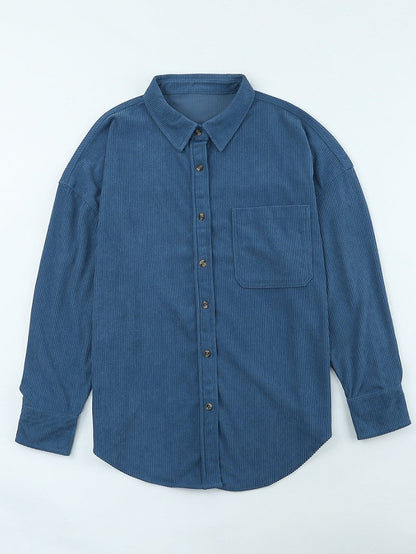 Elegant Button-Up V-Neck Long Sleeve Blouse