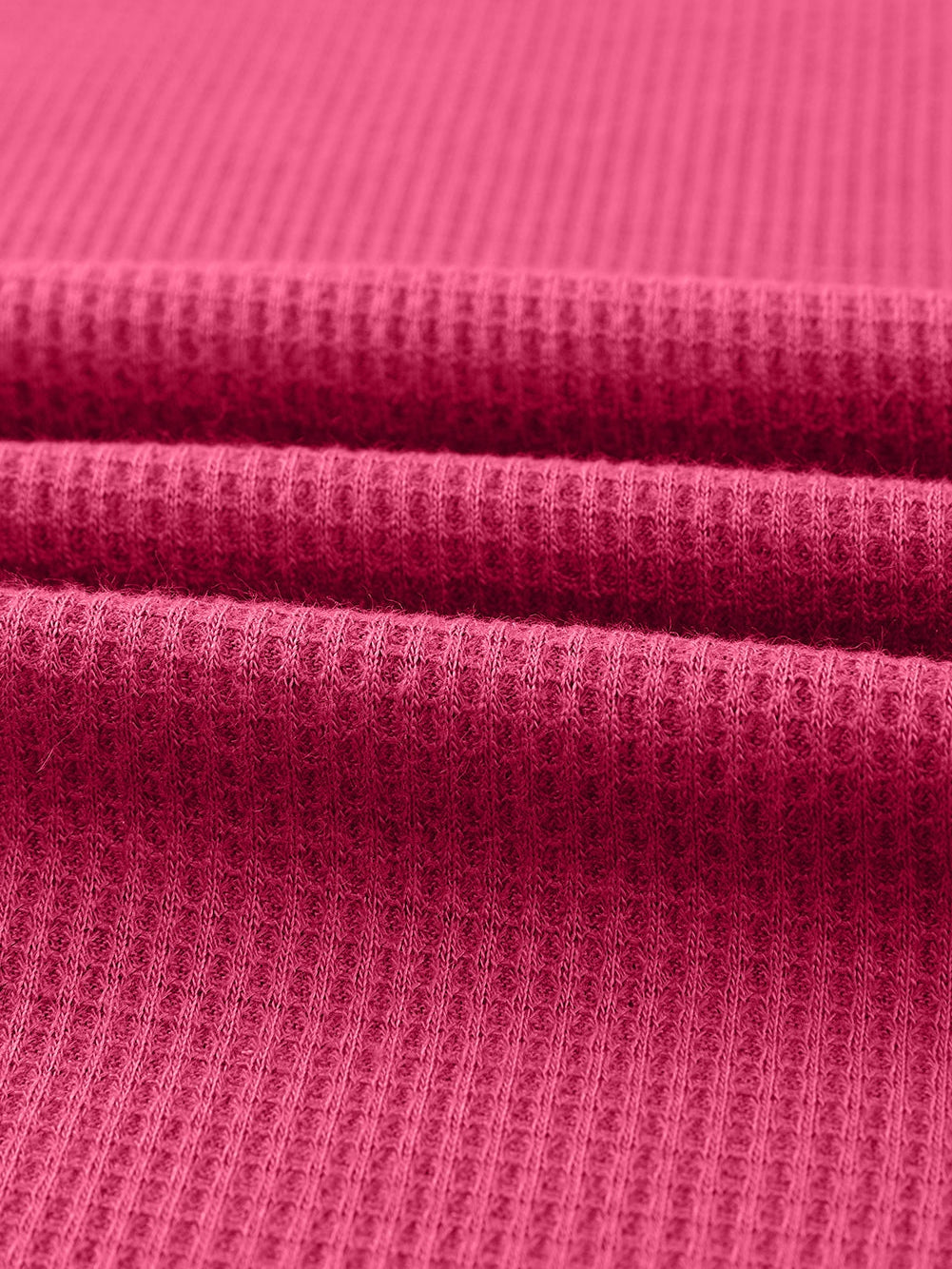 Strawberry Pink Plus Size Contrast Lace Sleeve Waffle Knit Top