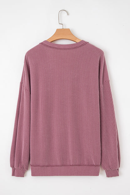 twisted ribbed long sleeve top
