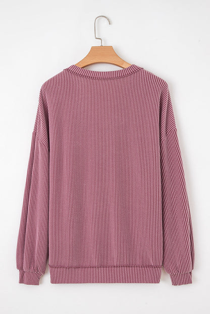twisted ribbed long sleeve top