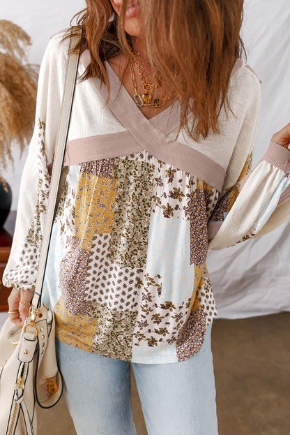 patchwork long sleeve top