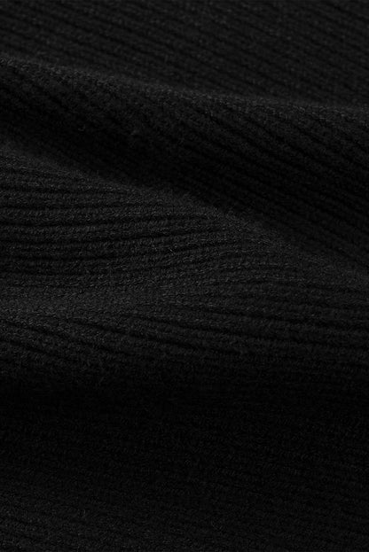 Elegant Off-The-Shoulder Black Knit Sweater