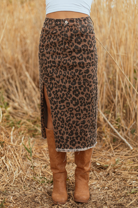 leopard midi skirt