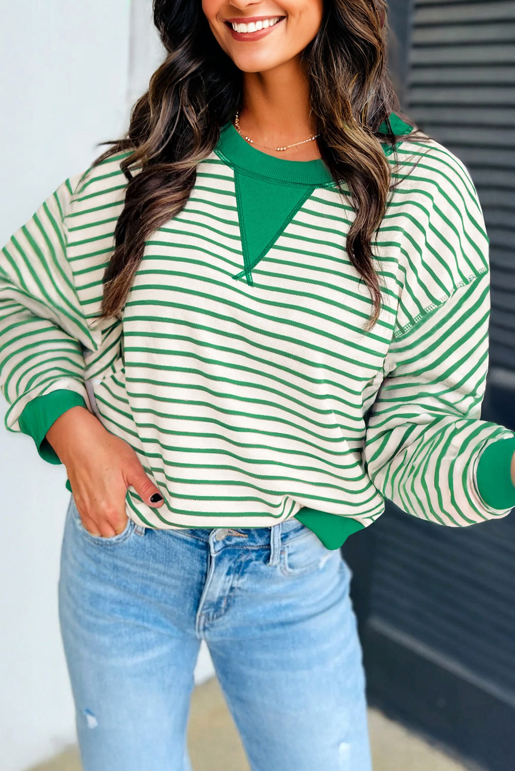 striped long sleeve top