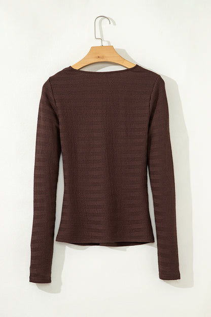 textured knit long sleeve top
