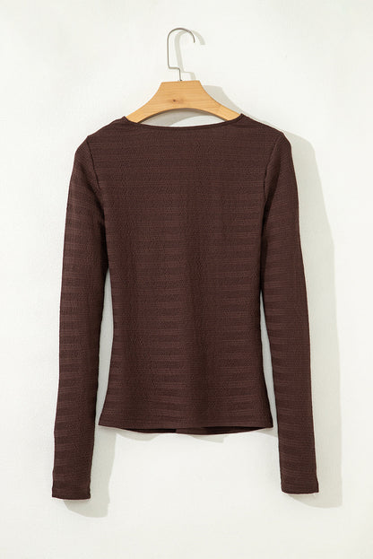 textured knit long sleeve top