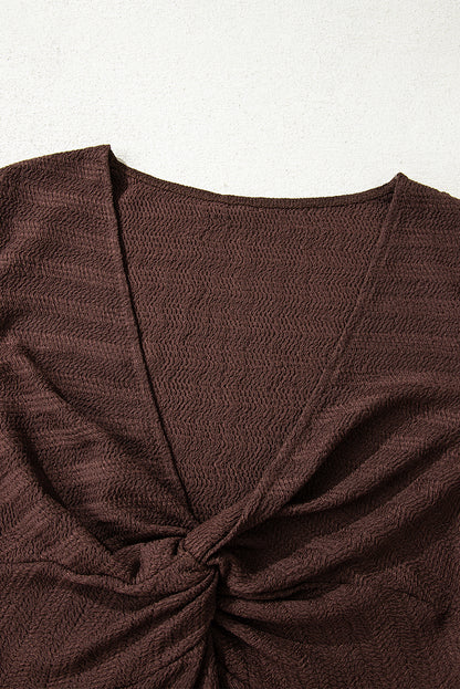 textured knit long sleeve top