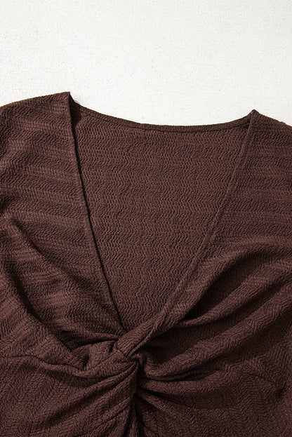 textured knit long sleeve top