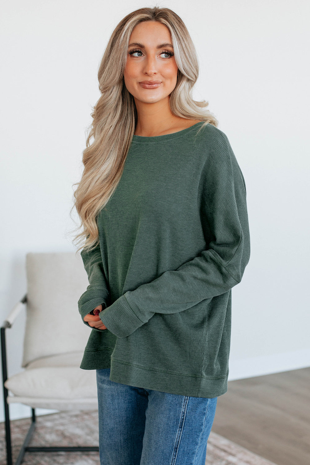 waffle long sleeve top
