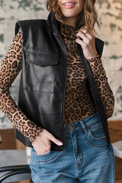 faux leather vest