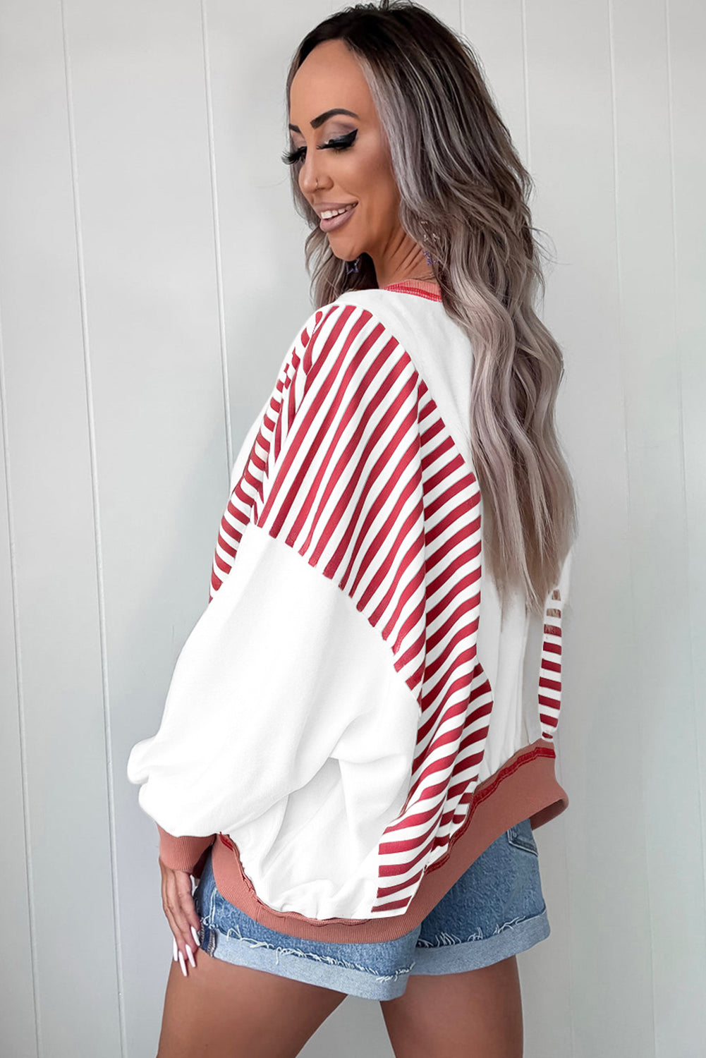 stripe patchwork sweatshirt