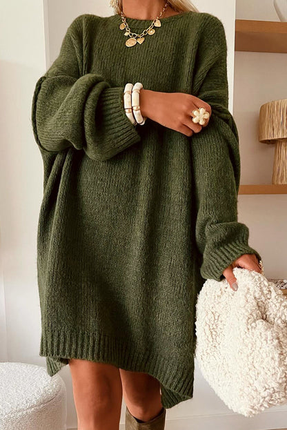 Four Leaf Clover Oversize Drop Shoulder Slouchy Sweater Dress