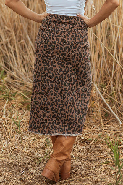 leopard midi skirt