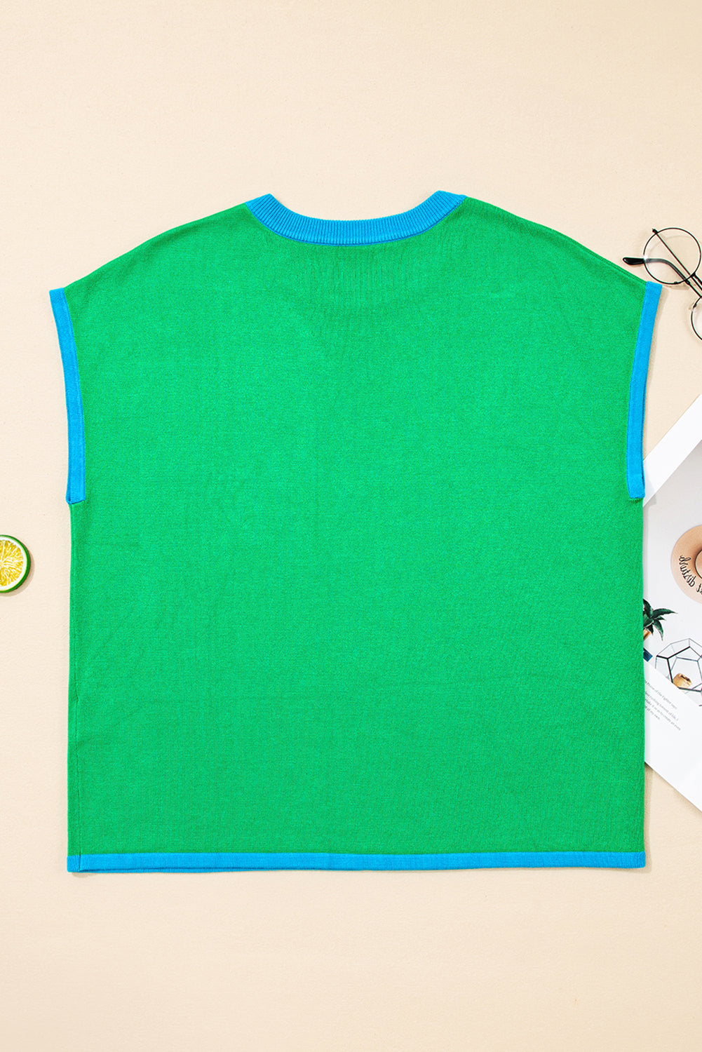 green short sleeve sweater