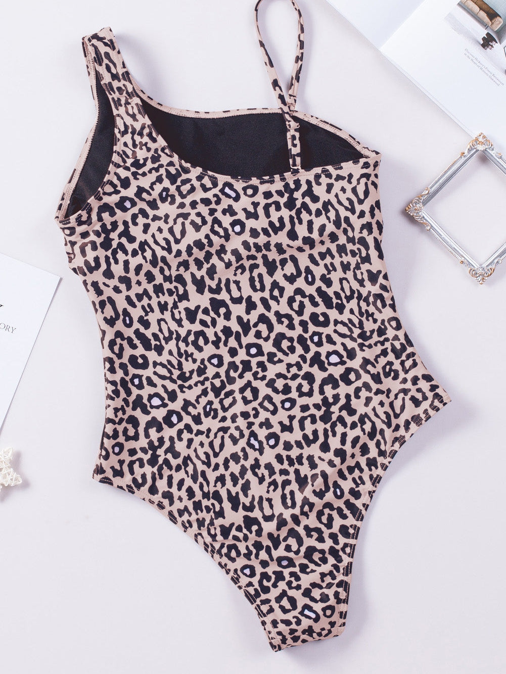 Black Mesh Cutout One-shoulder Monokini