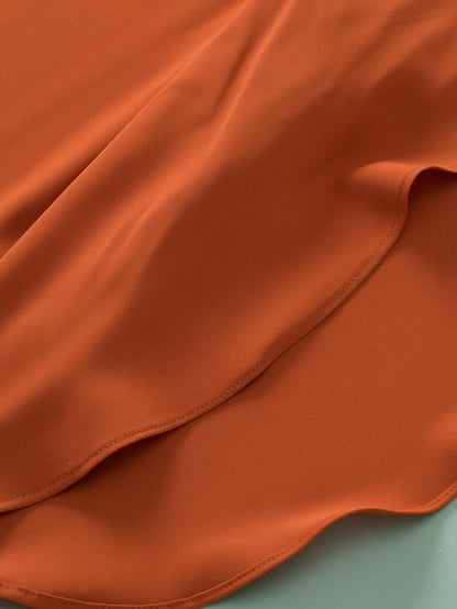 Golden Flame Wrap Sleeve V-Neck Plus Size Blouse