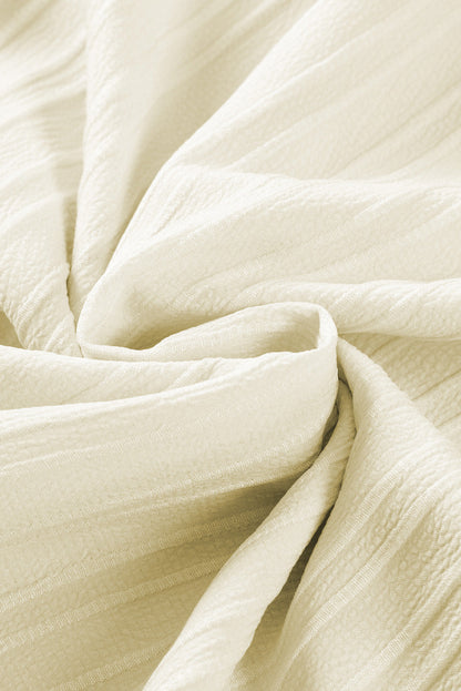 Elegant Beige Lace Detail Petal Sleeve Plus Size Blouse