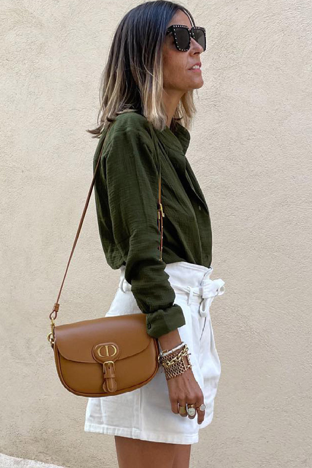 Green Crinkle Textured Button Front Jungle Shirt