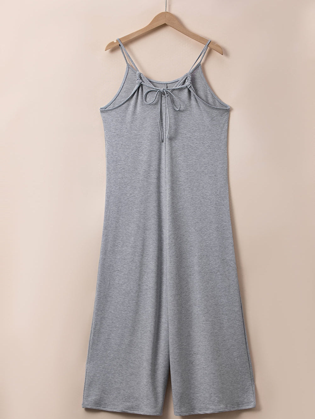 Gray Plus Size Solid Color Spaghetti Straps Wide Leg Jumpsuit