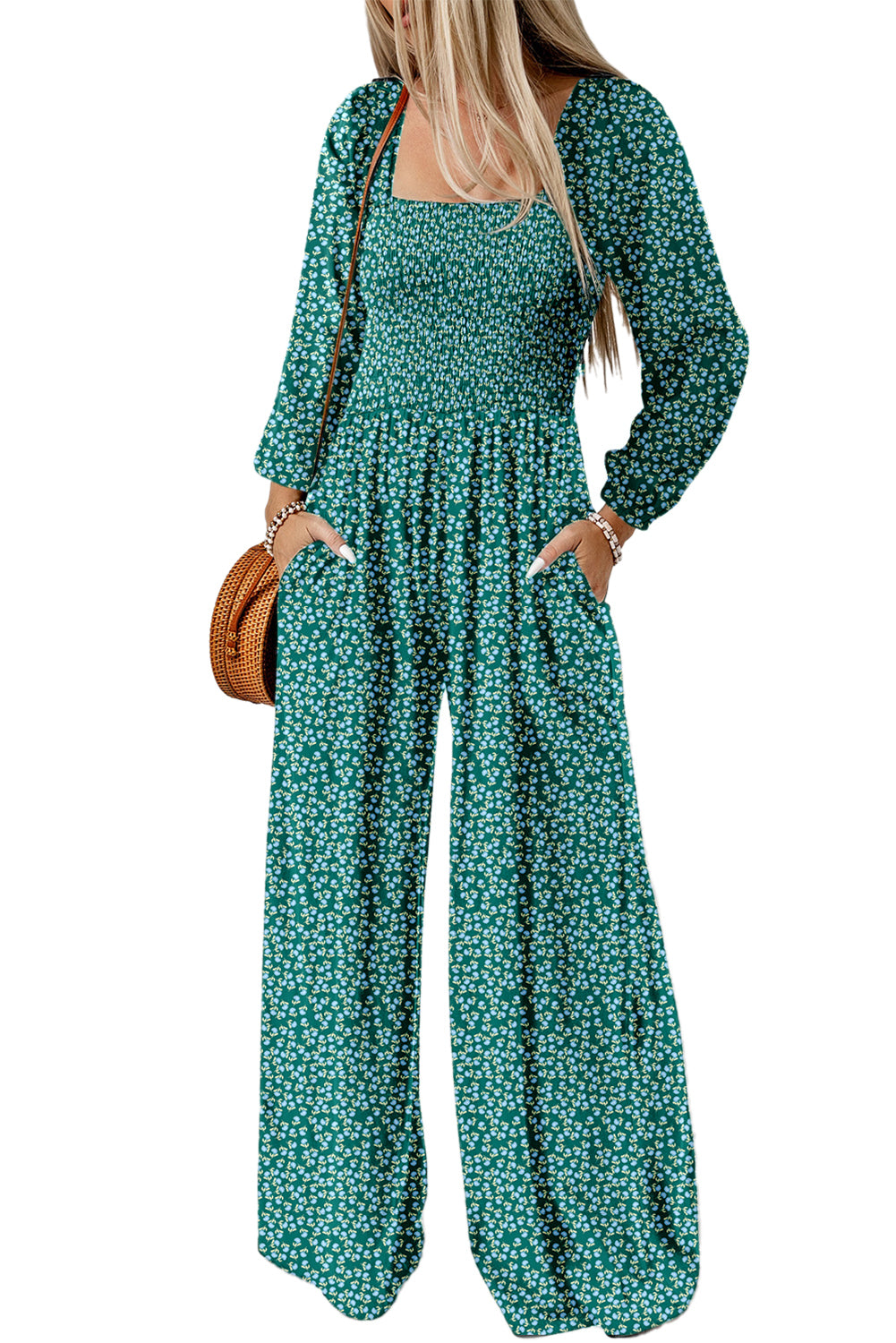 floral wide leg jumpsuit