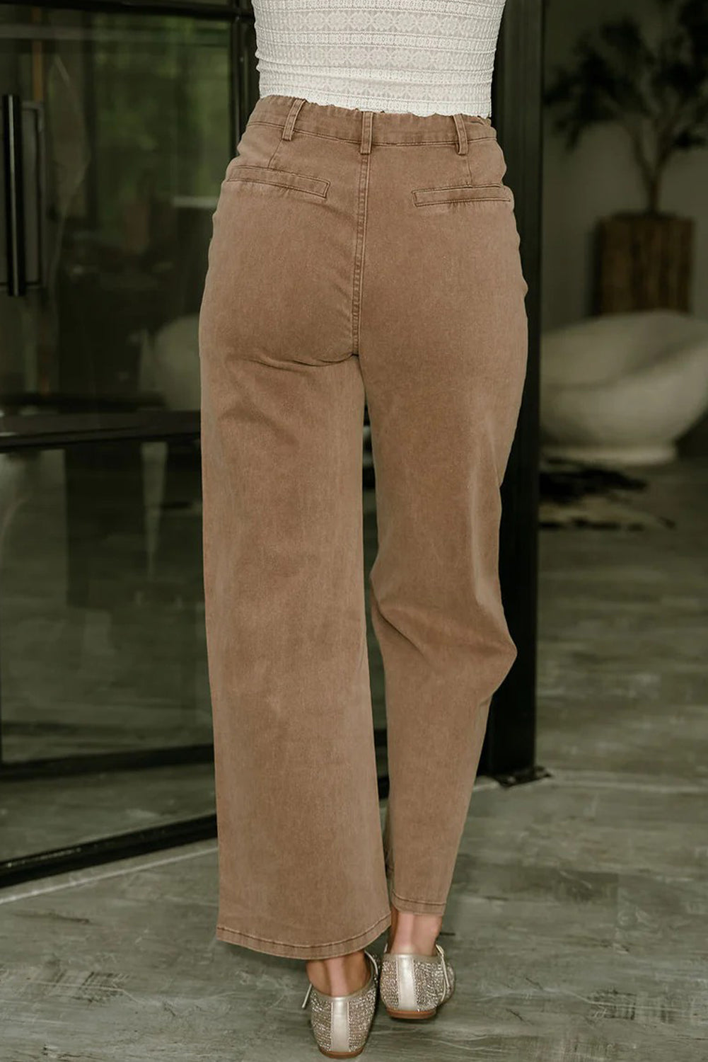 Smoke Gray Vintage Washed Patch Pocket Loose Jeans