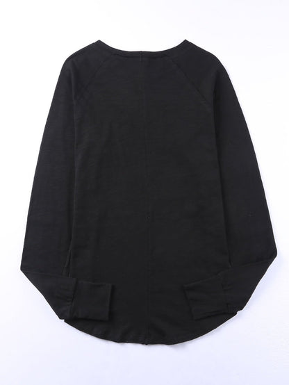 Essential Black Long Sleeve Crew Neck Top