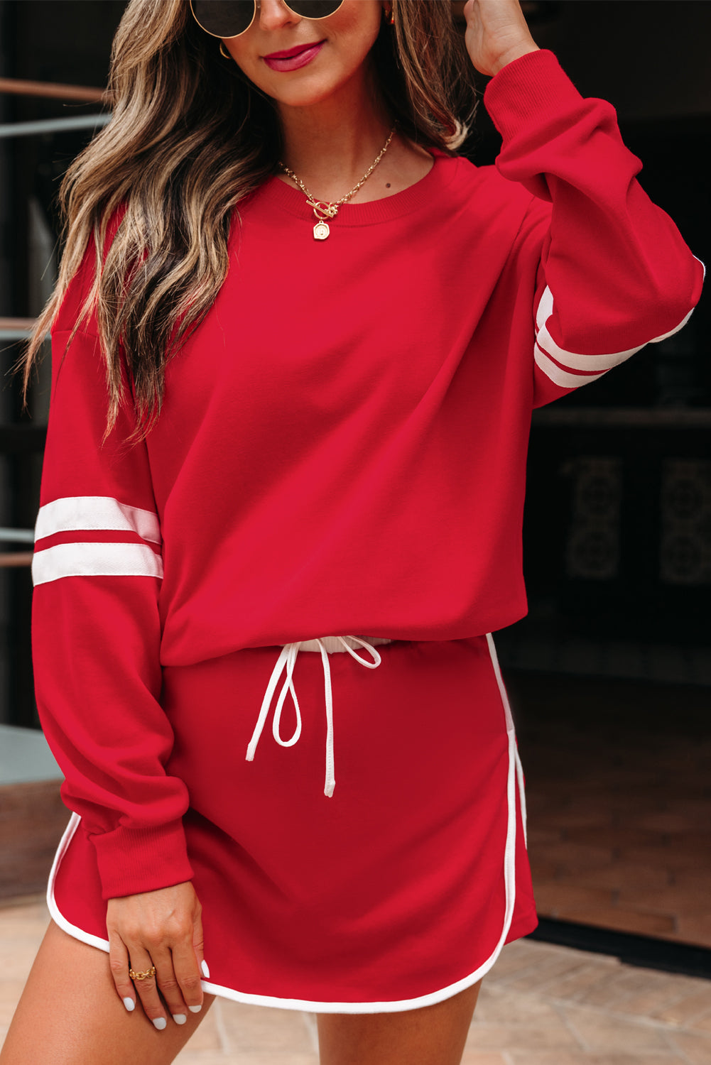 oversize sweatshirt mini skirt set